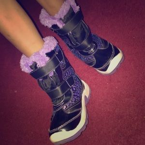 Black and purple glittery boots